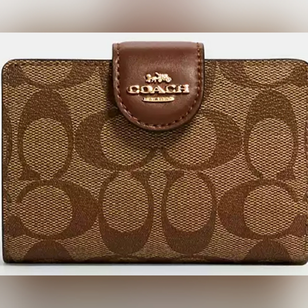 Coach Medium Corner Zip Wallet in Signature Canvas